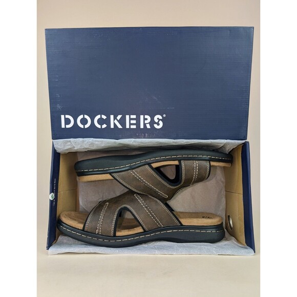 Dockers Sandals Mens 12 Sunland Slides Brown Open Toe Memory Foam Flat Shoes NEW - Picture 12 of 12